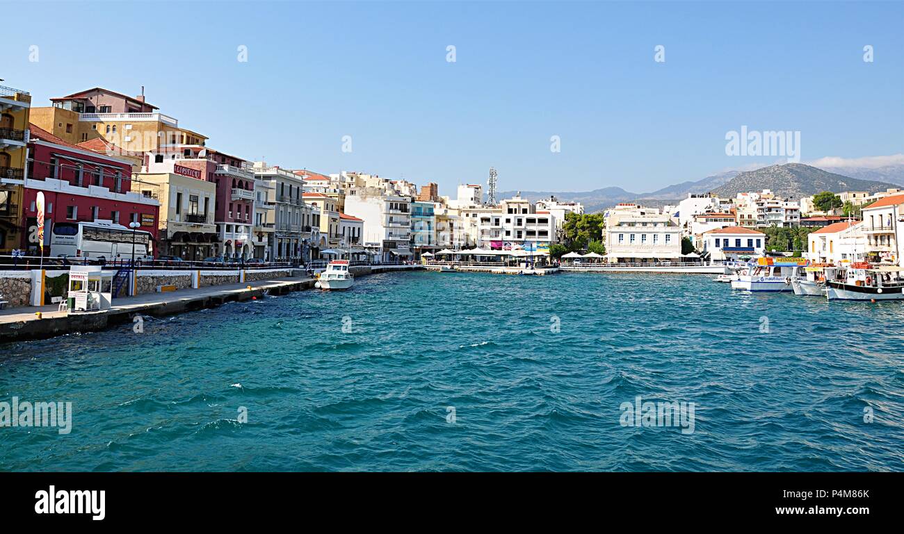 Città Agios Nikolaos, isola Creta, Grecia, Europa Foto Stock