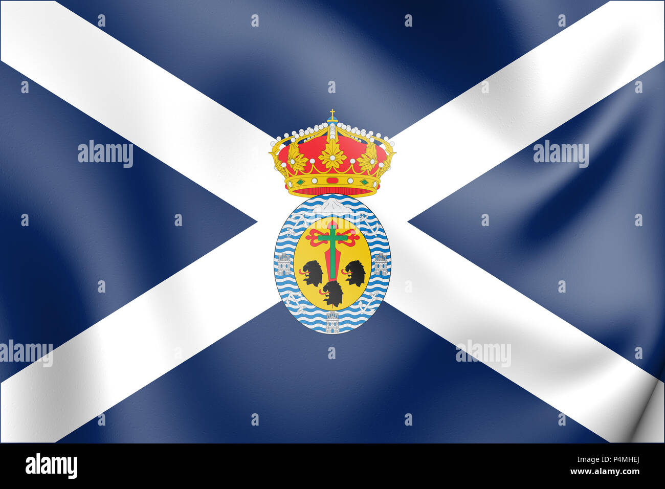 3D Bandiera della provincia di Santa Cruz de Tenerife, Spagna. 3D'illustrazione. Foto Stock