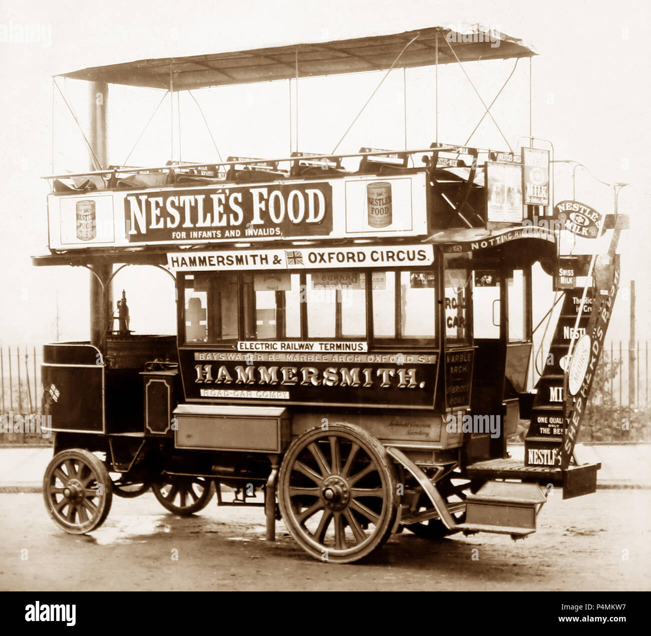 Thorneycroft bus vapore azionato dal London Road Automobile Co. di Londra nel 1902 Foto Stock