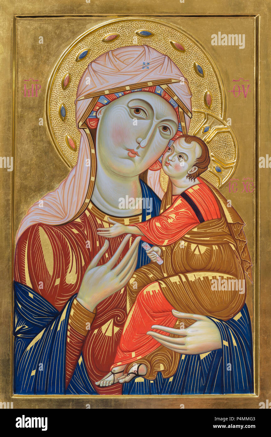 BOLOGNA, Italia - 18 Aprile 2018: l'icona della Madonna nella Chiesa di San Pietro di st. Maddalena Malaguti. Foto Stock