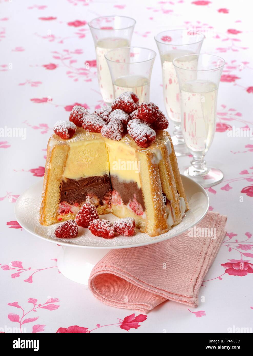 Lampone charlotte Foto Stock