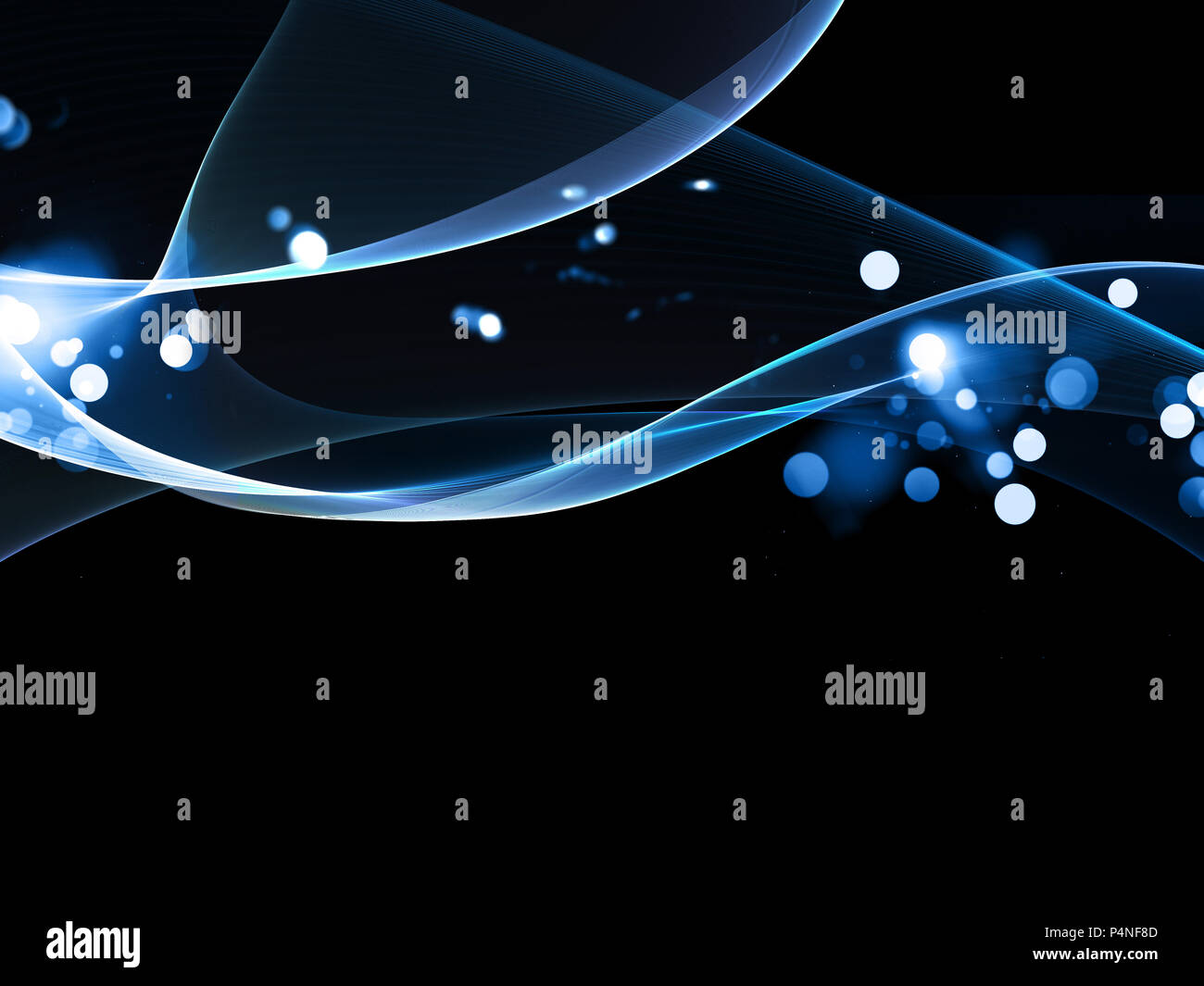 Disegno astratto sfondo con linee fluide e luci bokeh di fondo Foto Stock