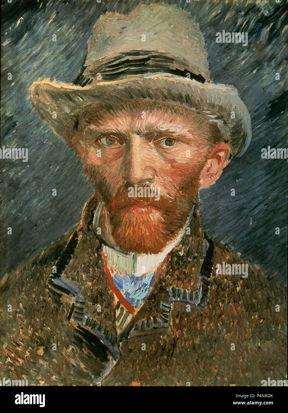 Scuola olandese. Autoritratto in grigio di un cappello in feltro.  1886-1887. Olio su carta (41 x 32 cm). Amsterdam, Museo Stedelijk. Autore:  Vincent van Gogh (1853-1890). Posizione: Stedelijk Museum di Amsterdam,  Olanda Foto stock - Alamy