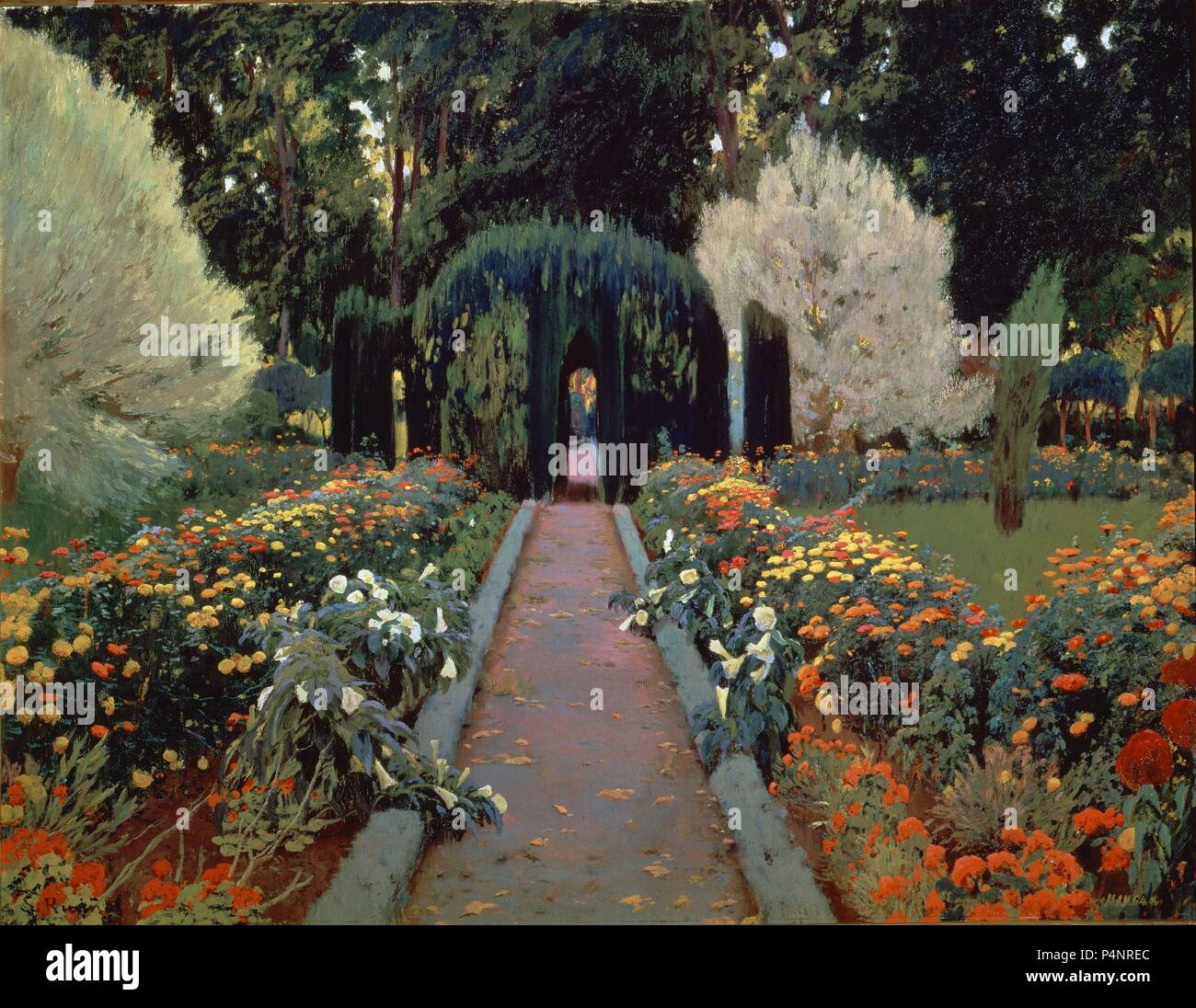 JARDINES DE ARANJUEZ(EL CENADOR)-1907-PRADO4630-134X140 CM-. Autore: Santiago Rusiñol (1861-1931). Posizione: CASON DEL BUEN RETIRO-PINTURA, MADRID, Spagna. Foto Stock