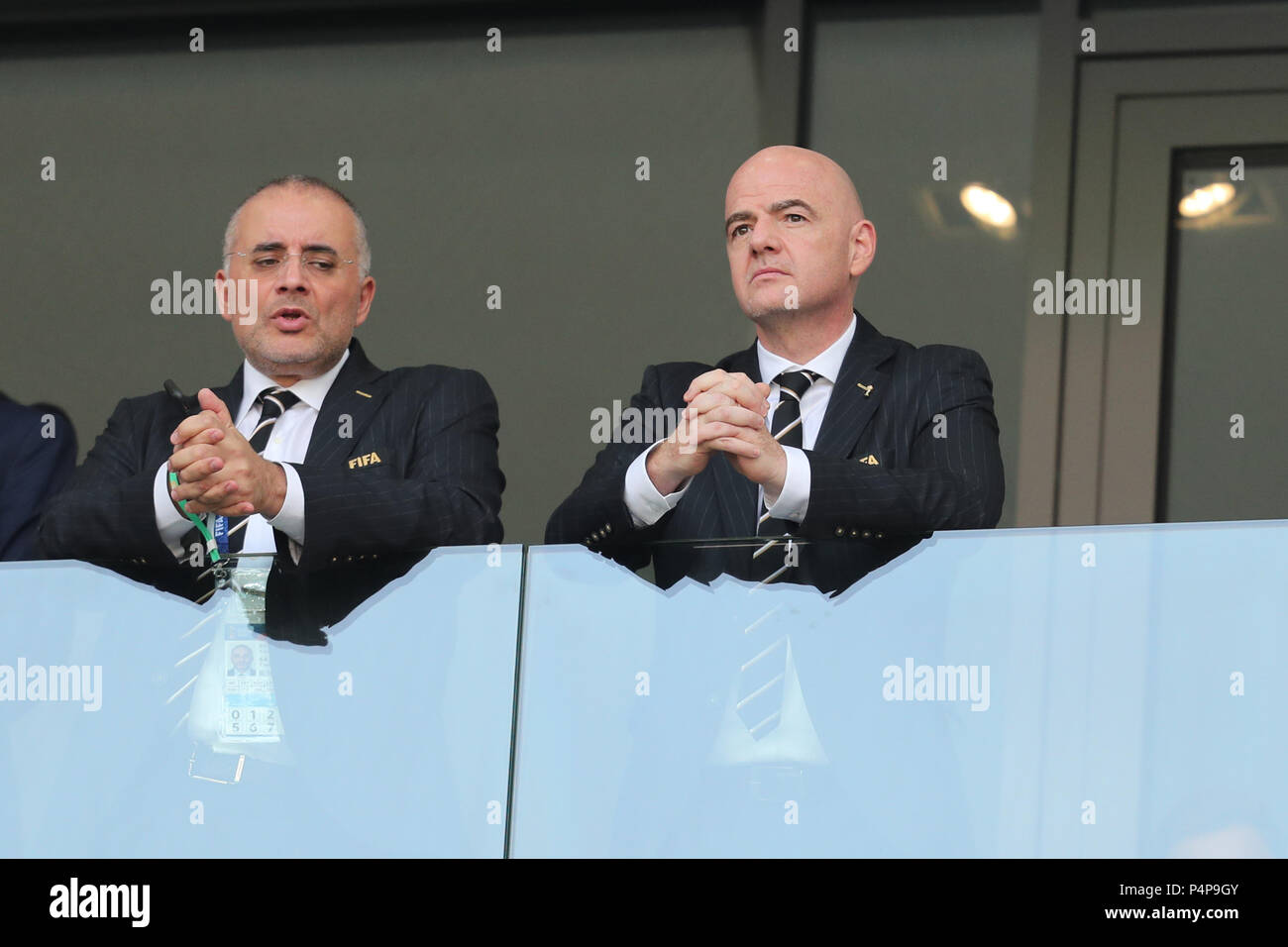 Gianni Infantino FIFA BELGIO V TUNISIA, 2018 FIFA WORLD CUP RUSSIA 23 giugno 2018 GBC8580 Belgio v Tunisia 2018 FIFA World Cup Russia Spartak Stadium Group G rigorosamente solo uso editoriale. Se il giocatore/i giocatori raffigurata in questa immagine è/sono la riproduzione per un Club Inglese o l'Inghilterra per la squadra nazionale. Quindi questa immagine può essere utilizzata solo per scopi editoriali. Uso non commerciale. I seguenti usi sono anche limitato anche se in un contesto editoriale: Utilizzare in combinazione con, o parte della, qualsiasi non autorizzato di audio, video, dati, calendari, club/campionato loghi, scommesse, giochi o qualsiasi "liv Foto Stock