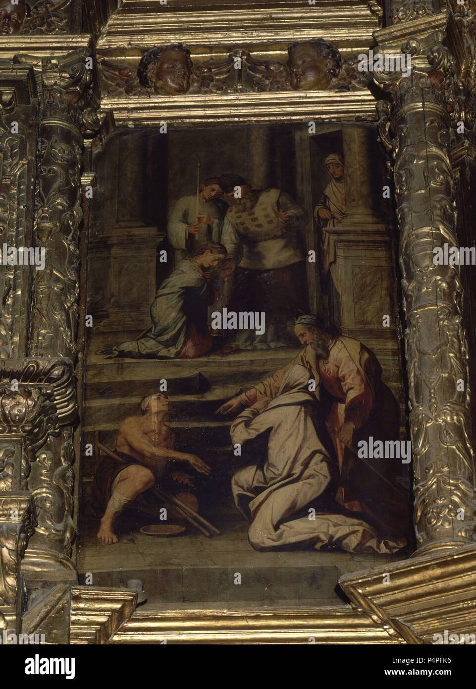 RETABLO MAYOR - siglo XVI - DETALLE - PINTURA. Autore: Pedro de Campaña (1503-c. 1580). Posizione: St Anne's Church, Sevilla, Sevilla, Spagna. Foto Stock