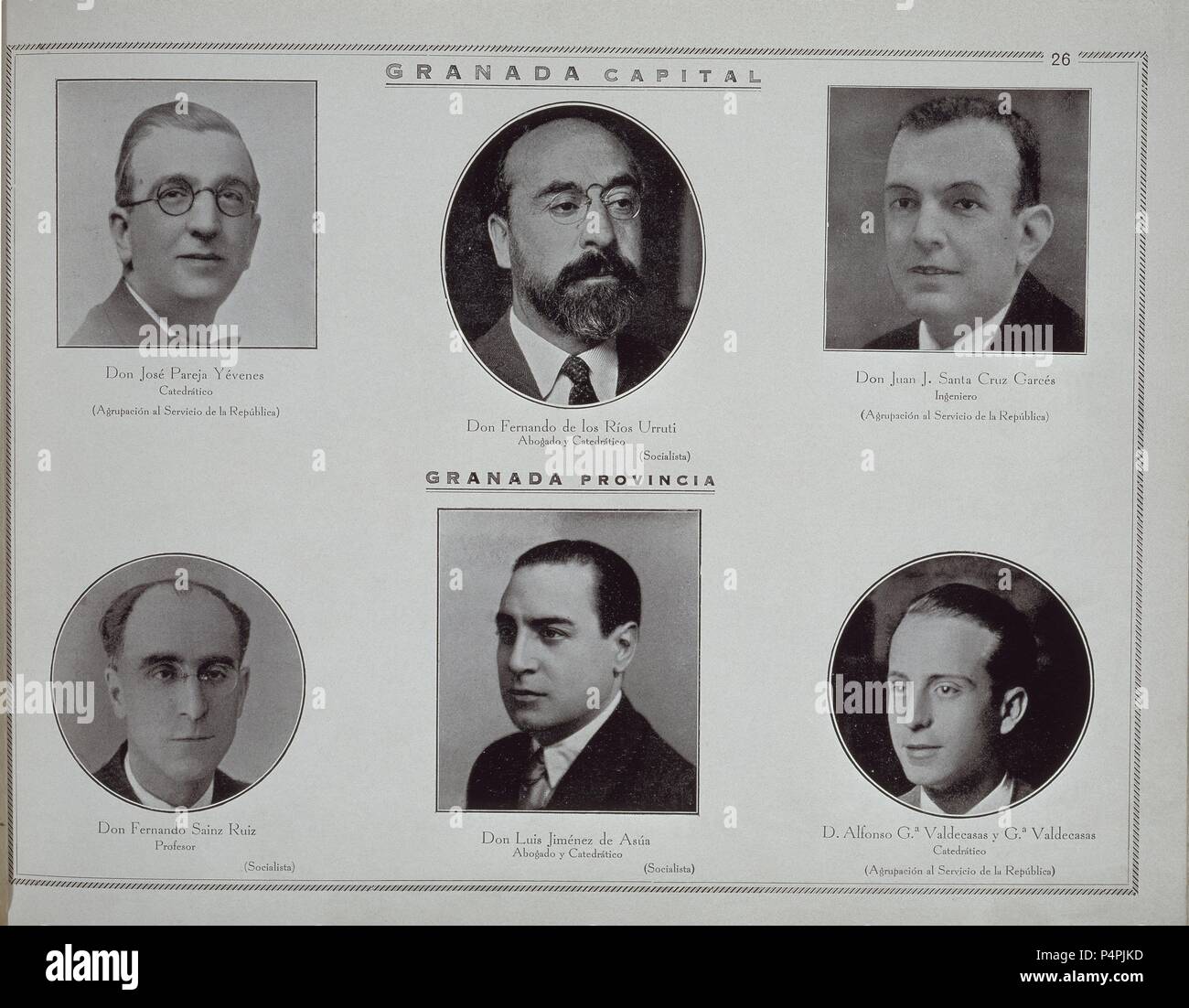 JOSE PAREJA- Fernando Sainz- LUIS JIMENEZ-ALFONSO VALDECASAS- JUAN J SANT CRUZ- Fernando DE LOS RIOS. Posizione: Congreso de los Diputados-BIBLIOTECA, MADRID, Spagna. Foto Stock