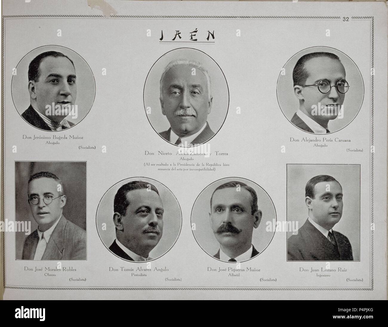 BUGEDA MUÑOZ- MORALES ROBLES- ALVAREZ ANGULO-PIQUERAS MUÑOZ- LOZANO RUIZ- PERIS CARUANA- Alcalá Zamora (JAEN). Posizione: Congreso de los Diputados-BIBLIOTECA, MADRID, Spagna. Foto Stock