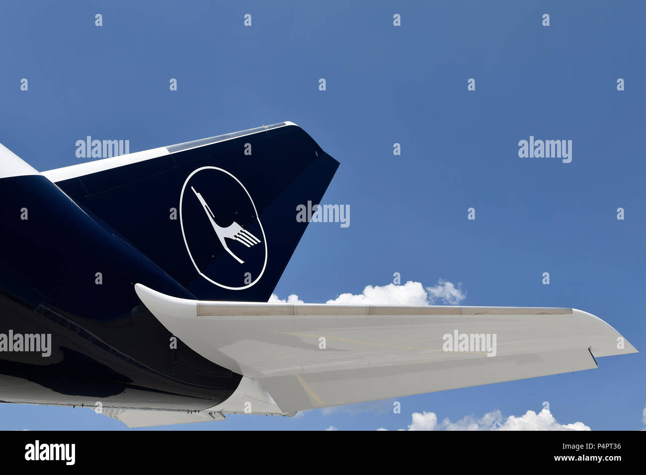 Lufthansa, nuova livrea, Airbus A350, 900, A350-900, sul lato di coda, ascensore, timone, fin, parafango Foto Stock