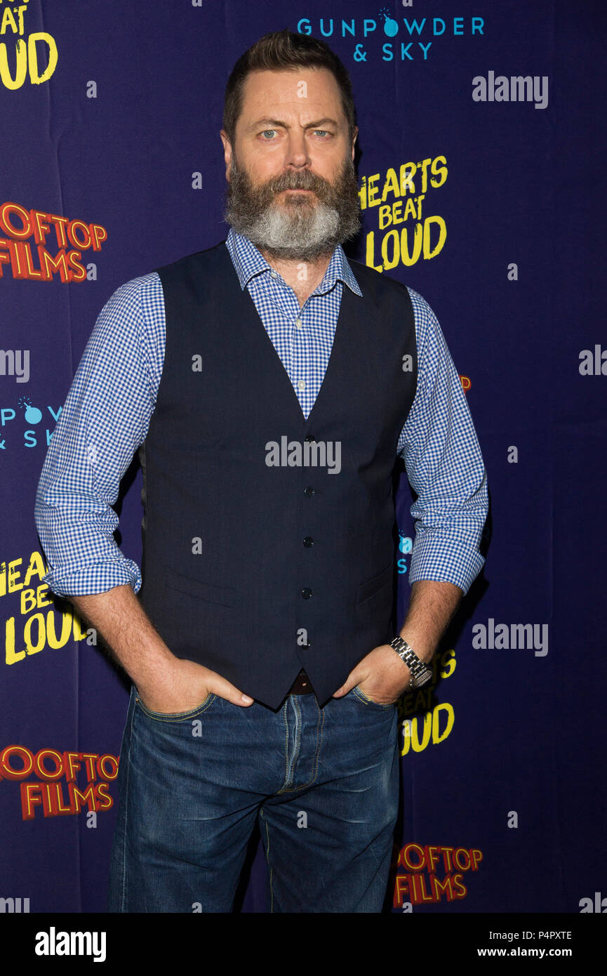 NEW YORK, NY - Giugno 6: Nick Offerman assiste il 'cuore batte forte' New York Premiere a Pioneer funziona su Giugno 6, 2018 in New York City. Foto Stock