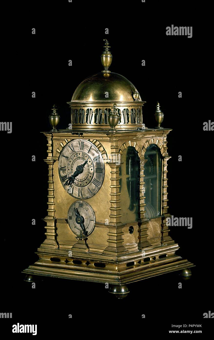Clock Tower, secolo XVII, di bronzo e di ferro, 34 x 17 cm, inv. 2051. Posizione: Museo Lazaro Galdiano-COLECCION, MADRID, Spagna. Foto Stock