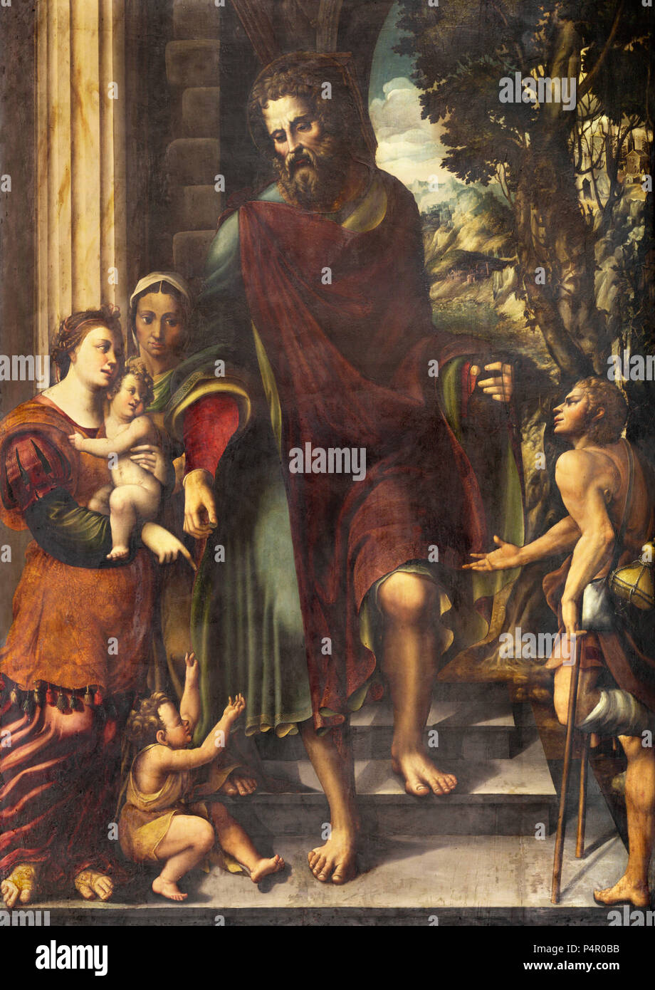 REGGIO EMILIA, Italia - 13 Aprile 2018: la pittura del santo in ALMS nella Chiesa Basilica di San Prospero. Foto Stock