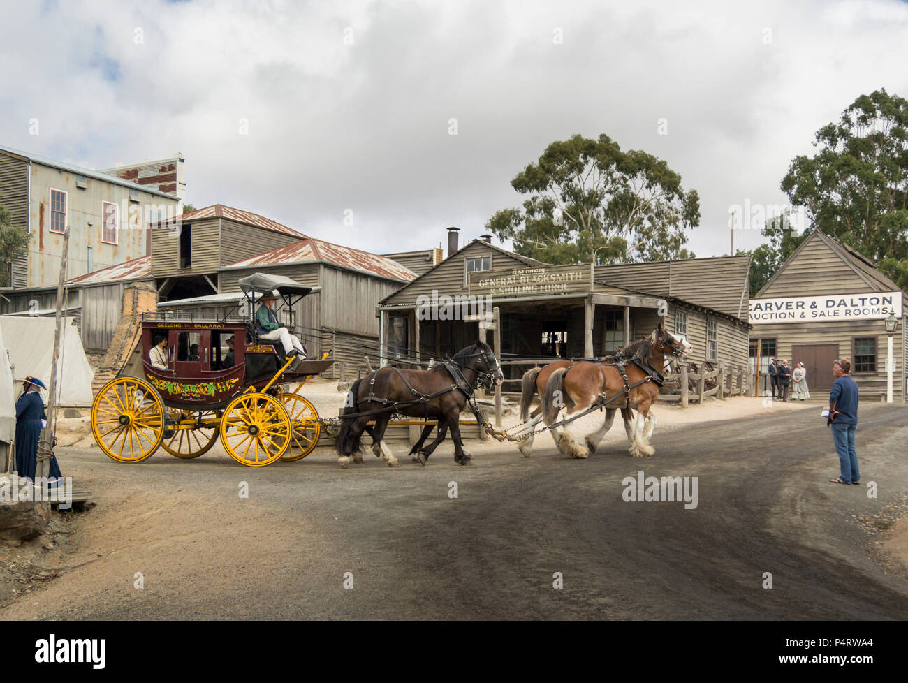 Sovereign Hill è un museo a cielo aperto in Golden Point, un sobborgo di Ballarat, Victoria, Australia. Sovereign Hill raffigura Ballarat i primi dieci anni dopo Foto Stock