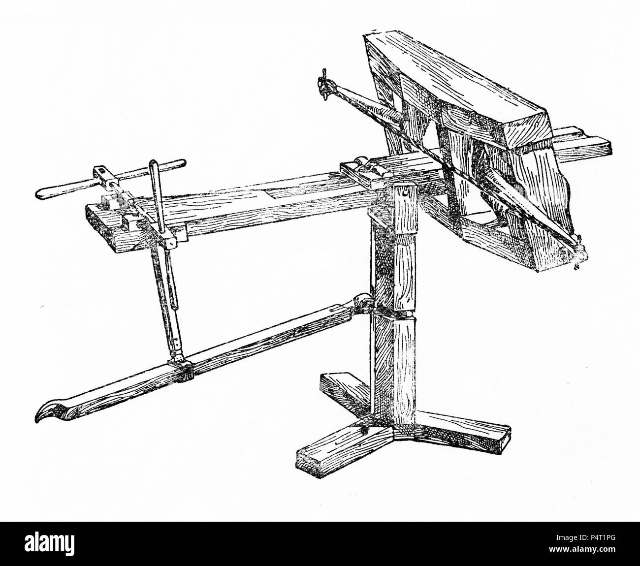 Incisione di una catapulta romana, utilizzato in assedi contro i Galli. Da Cesare guerra gallica, 1916. Foto Stock