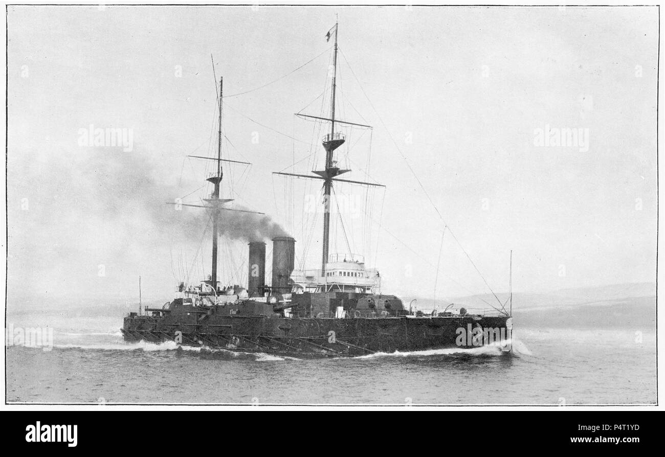 I mezzitoni della corazzata giapponese Katori. Dal primo Navy League, annuale 1906. Foto Stock