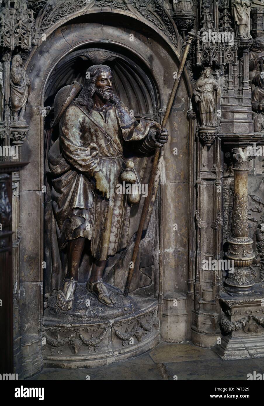 SANTIAGO PEREGRINO. Autore: Damià Forment (1480-1540). Posizione: BASILICA DEL PILAR DI SARAGOZZA, Saragozza Saragozza, Spagna. Foto Stock