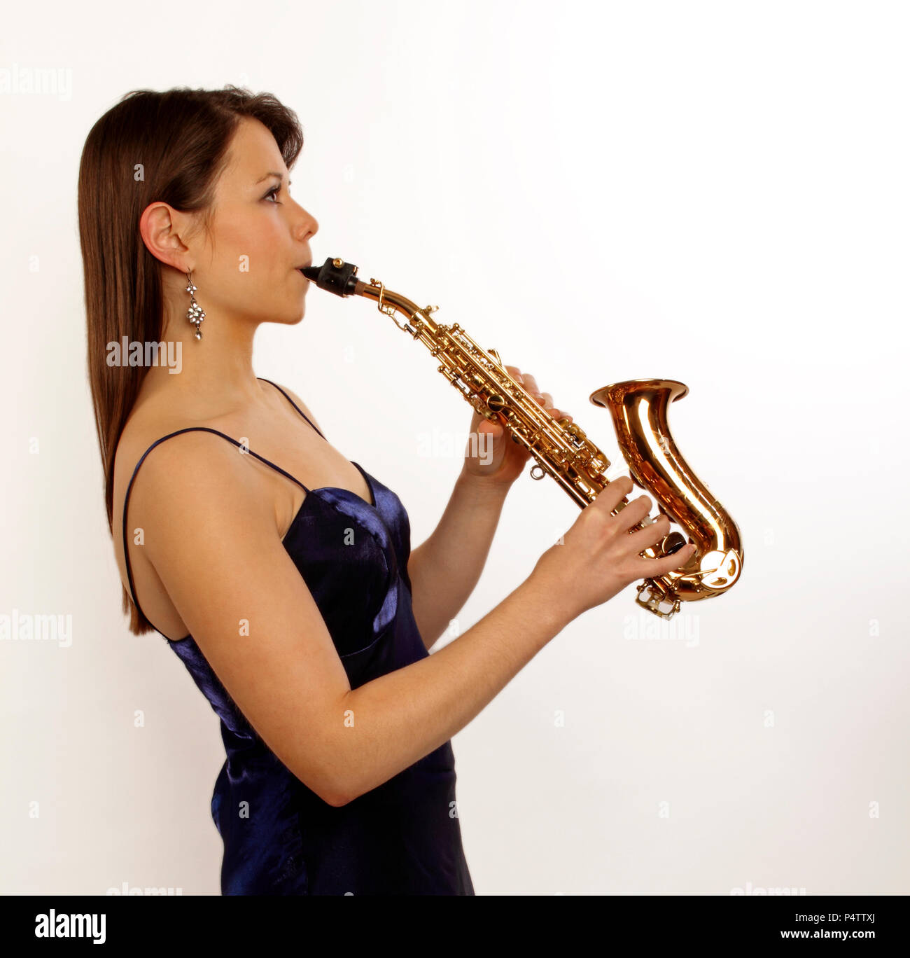 Generic sassofono soprano player Foto Stock