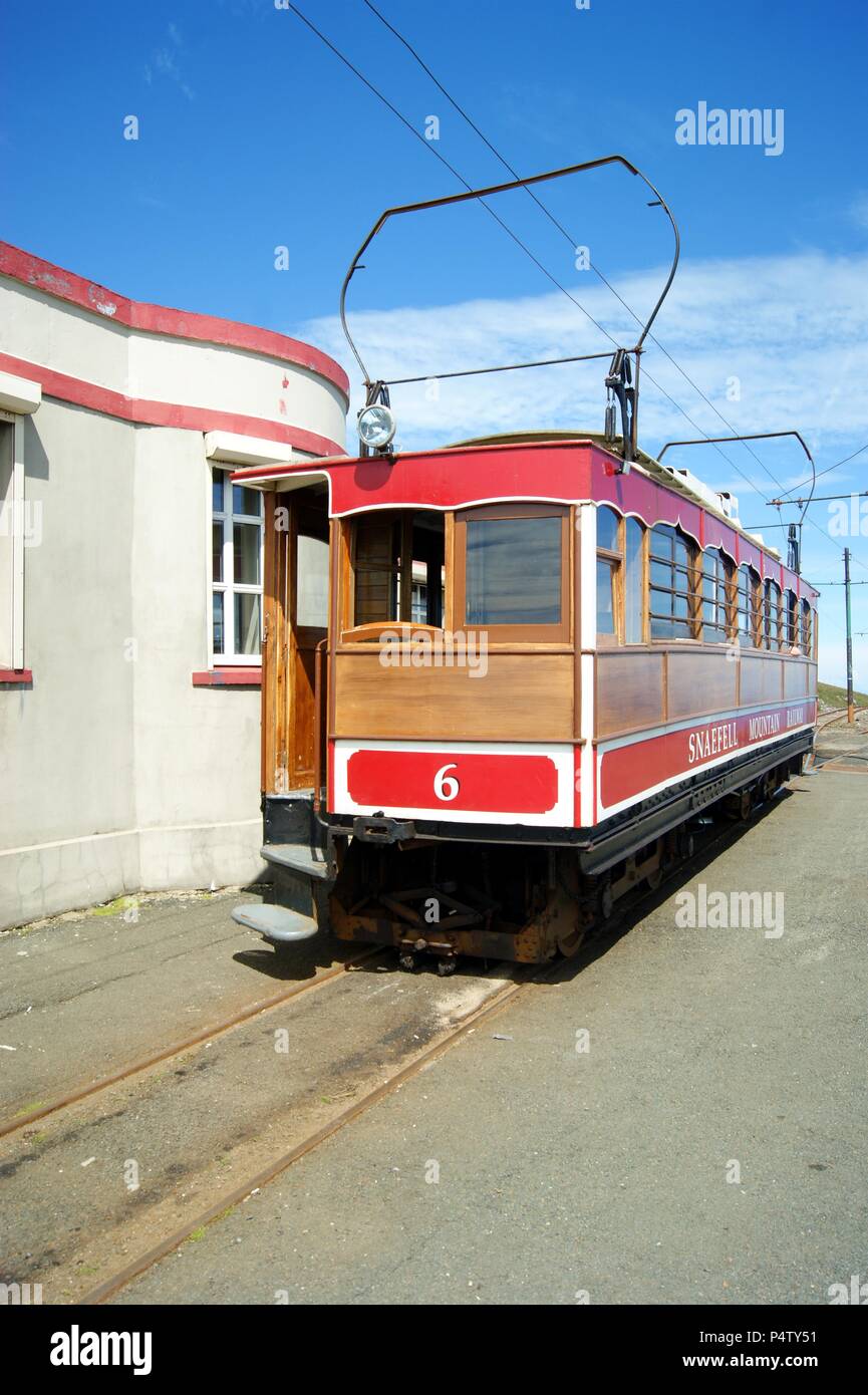 Snaefell ferrovia di montagna n. 6 nella parte superiore della Snaefell <Isola di Man Foto Stock