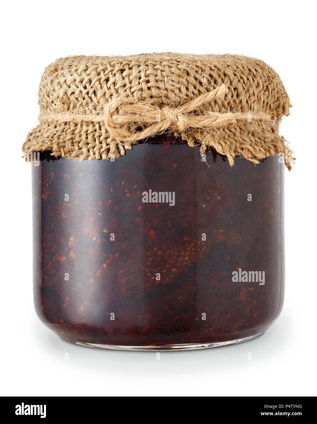 Vasetto di in casa confettura di fragole Foto Stock