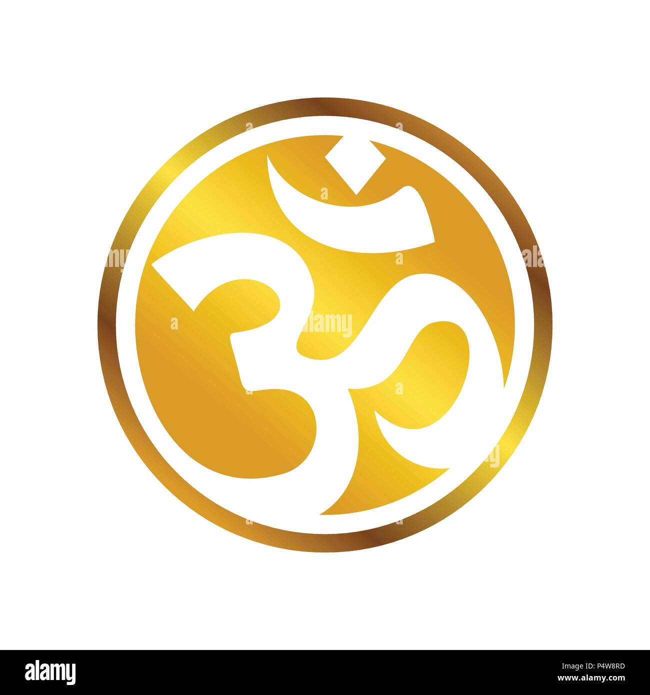 Golden OM vettore circolare simbolo Graphic Logo Design Illustrazione Vettoriale