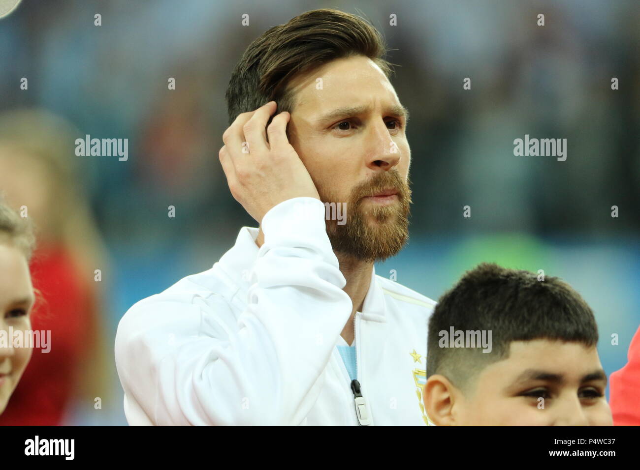 Squadra Nazionale Argentina Il forward Lionel Messi durante la Coppa del Mondo FIFA 2018 Match tra, Croazia vs Argentina su Giugno 21, 2018 Nizhny Novgorod Foto Stock