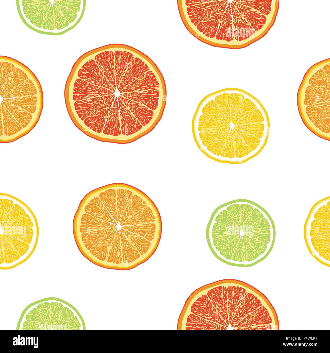 Modello senza giunture di arance, limoni e limette, pompelmi. Illustrazione Vettoriale. Gli sfondi di cibo da agrumi Illustrazione Vettoriale