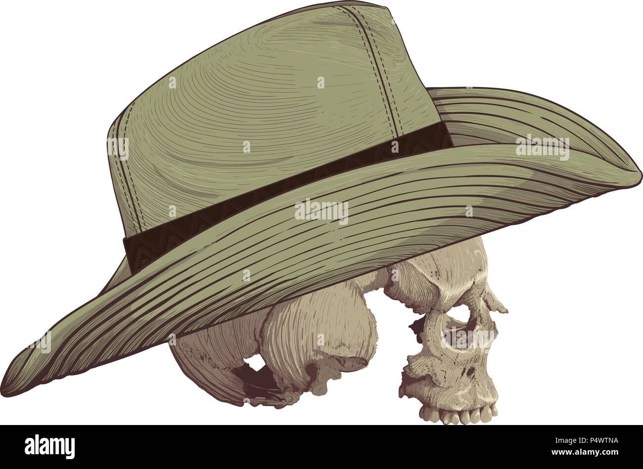 Cranio nel cappello da cowboy Illustrazione Vettoriale