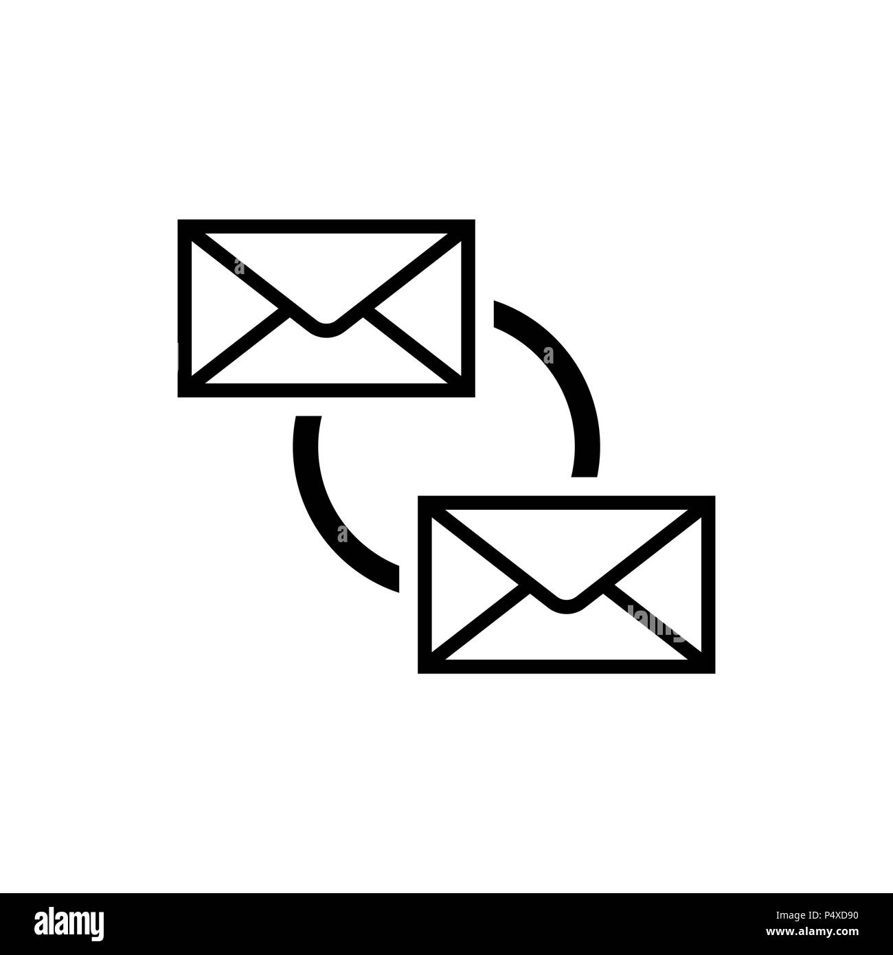Sincronizzare la posta elettronica e la relativa icona. Posta elettronica il simbolo di sincronizzazione Illustrazione Vettoriale