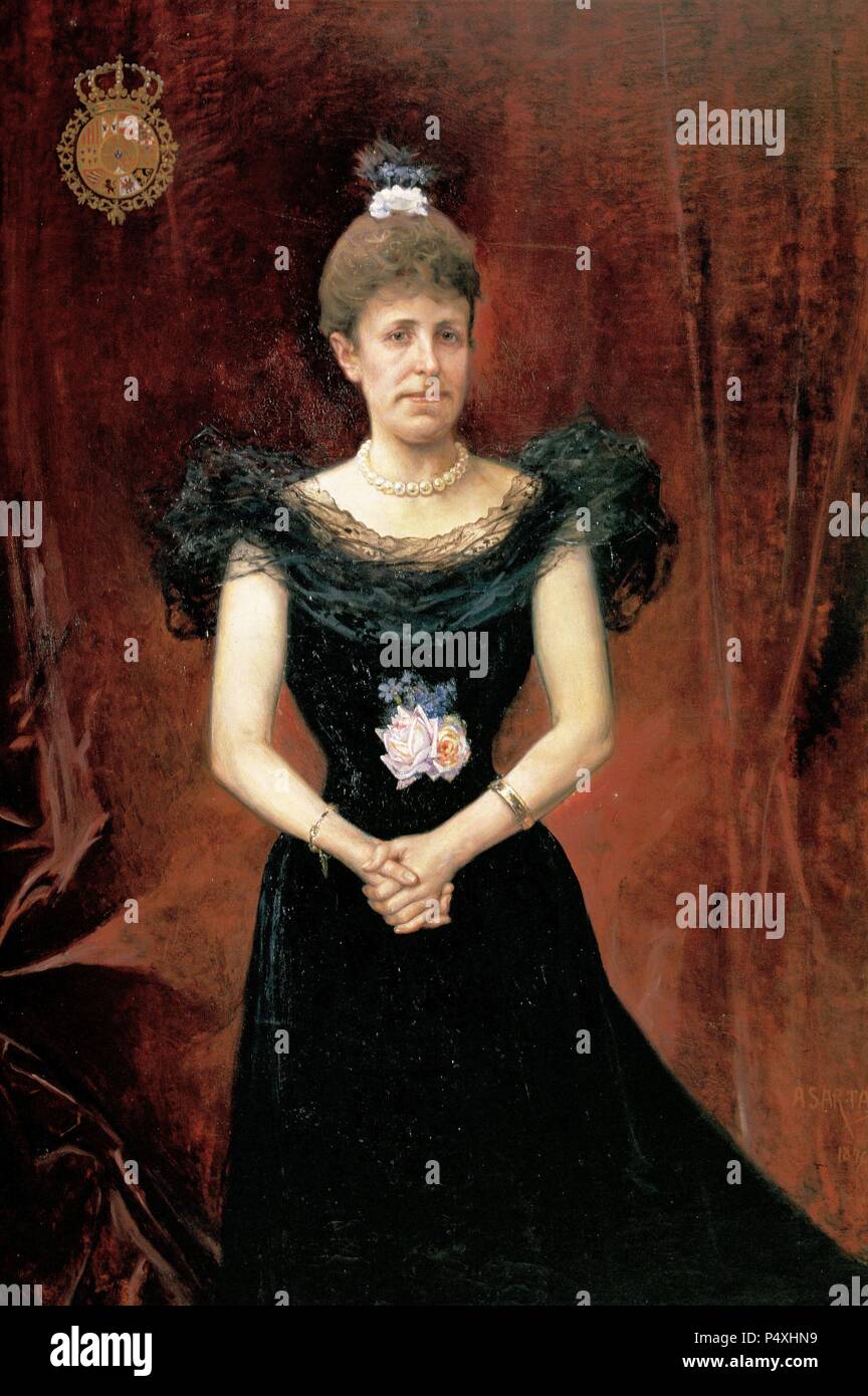 MARIA CRISTINA DE ASBURGO-LORENA (1858-1929) Reina de España (1879-1885) y Regente (1885-1902). Esposa de Alfonso XII. Oleo de Inocencio García Asarta. Pamplona. Navarra. España. Foto Stock