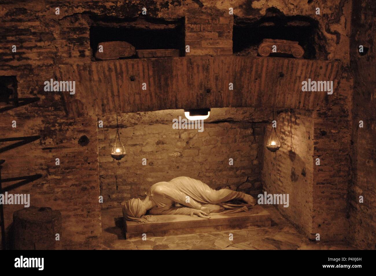L'Italia. Roma. Catacombe di San Callisto. 2° - 4° secoli. Interno. Foto Stock