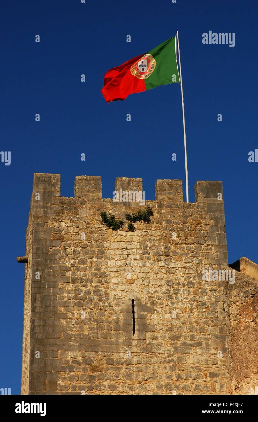 Il Portogallo. Loule. Castello moresco ricostruito dopo la Reconquista da dom Paio Peres Correia. Dettaglio. Algarve. Foto Stock