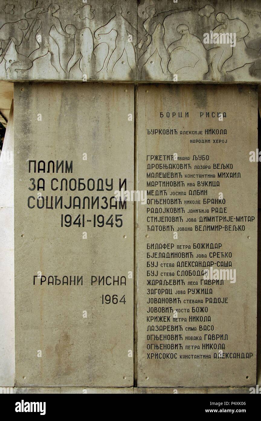 Montenegro. Risan. Monumento comunista. Dettaglio. Foto Stock