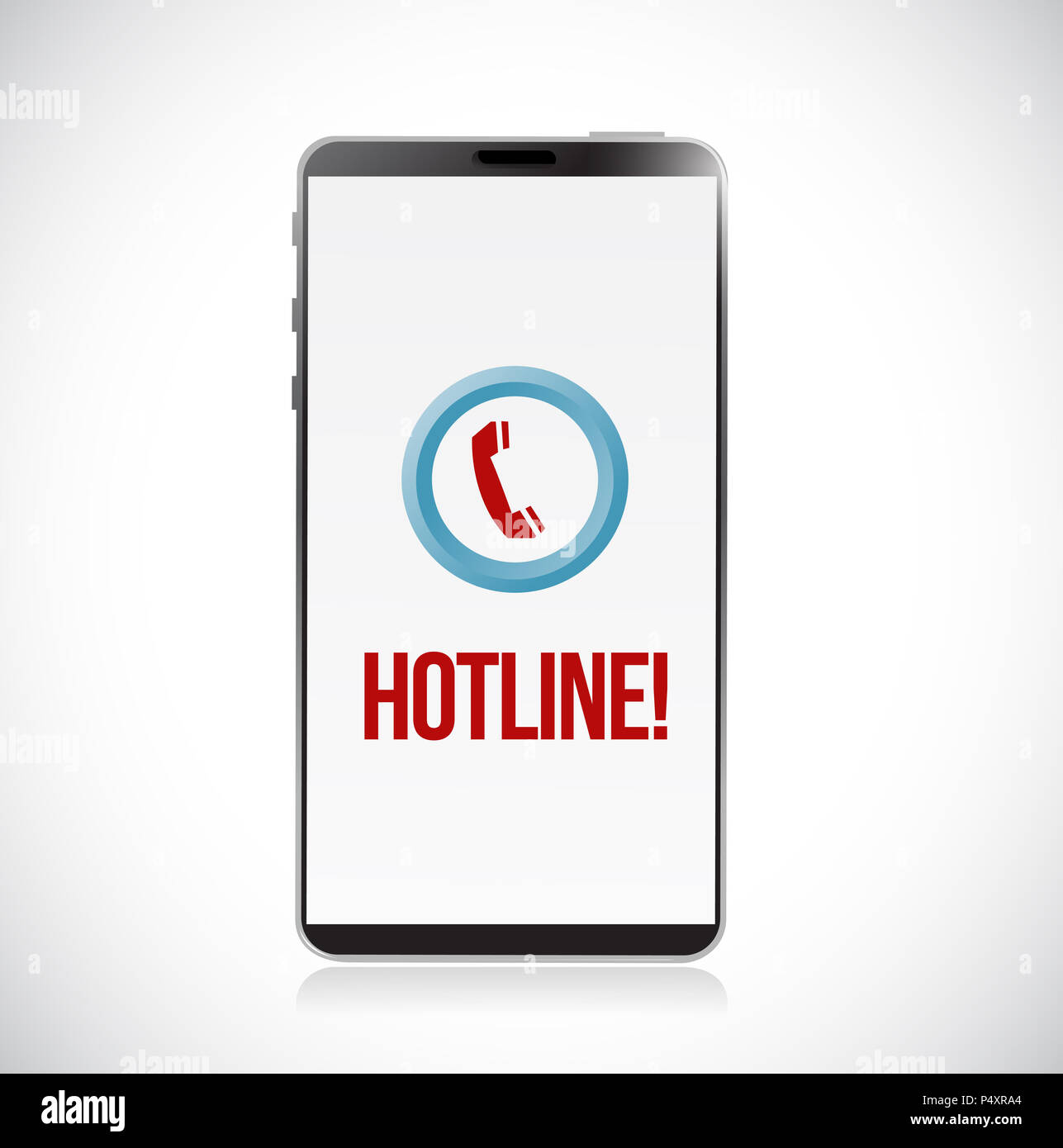 Hotline Icona app sullo smartphone. Illustrazione Vettoriale. isolato su bianco Foto Stock