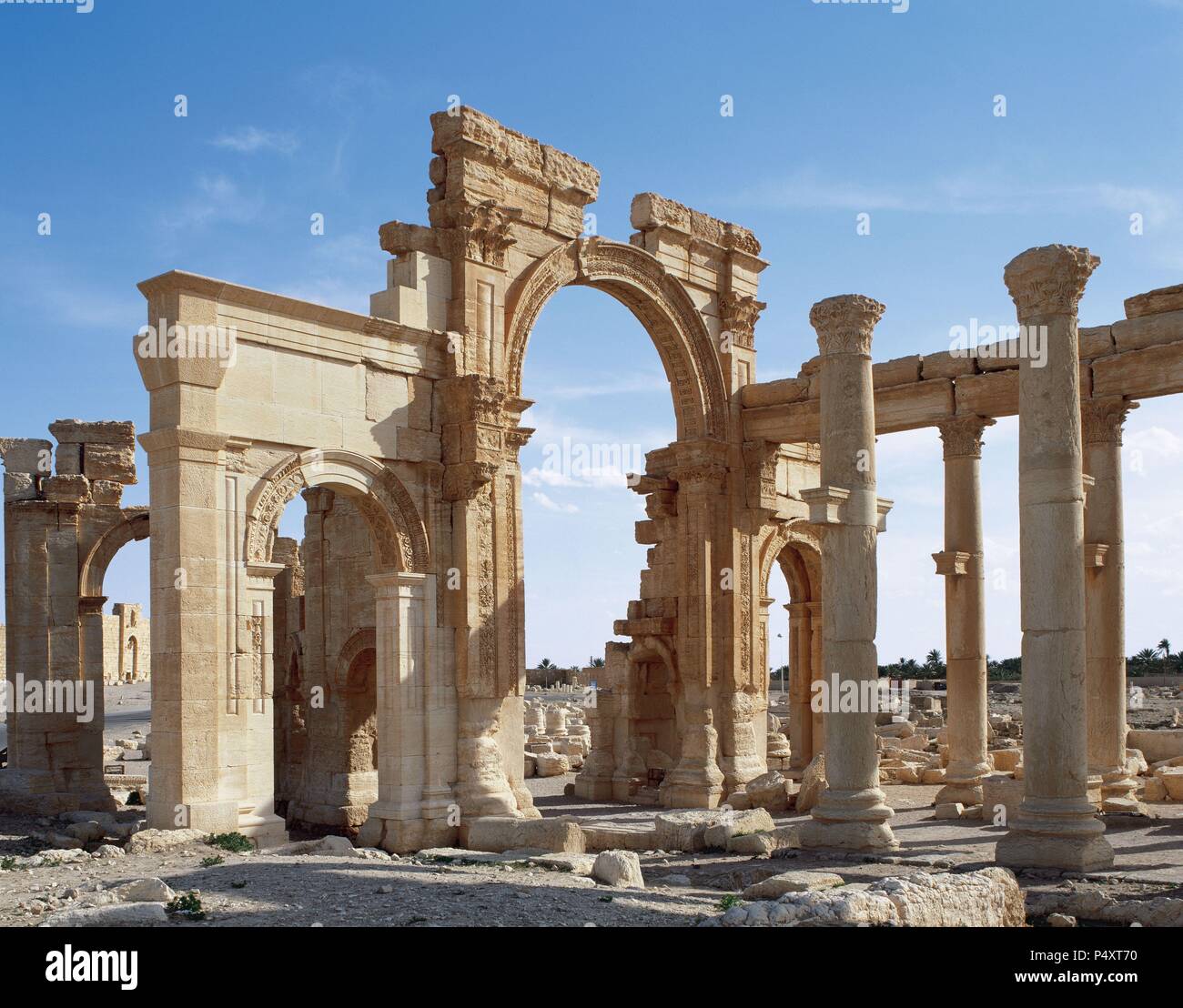 La Siria. Palmyra. Portico del colonnato. 3. secolo. Oasis Tadmor. Foto Stock