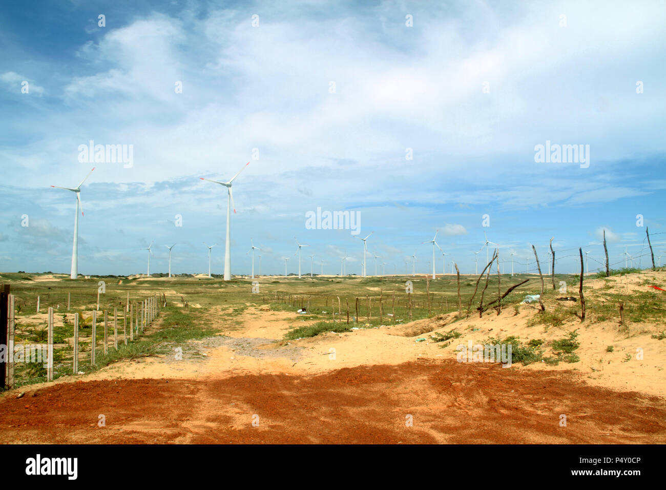 Projeto Eólico, RN 15, Rio do Fogo, Rio Grande do Norte, Brasile Foto Stock