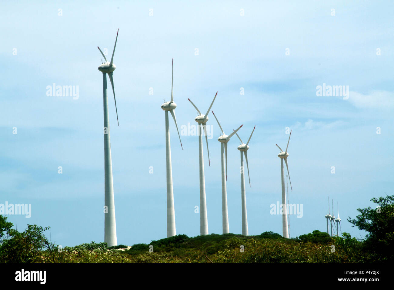 Projeto Eólico, RN 15, Rio do Fogo, Rio Grande do Norte, Brasile Foto Stock