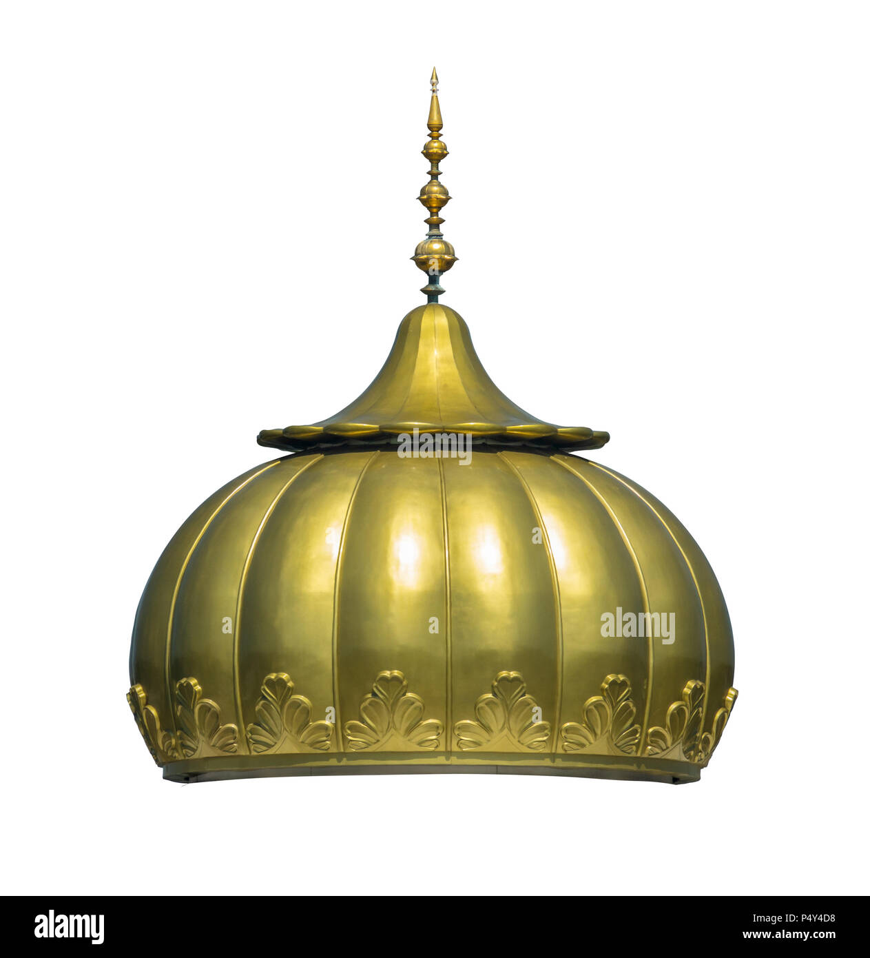 Isolato cupola dorata di un Gurdwara Sikh tempio Foto Stock