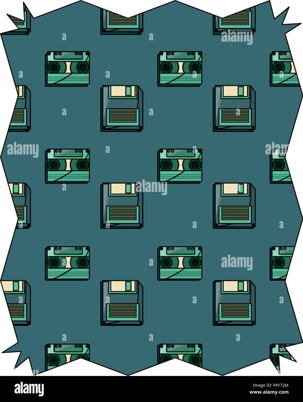 Astratta cornice con casette e il dischetto pattern su sfondo bianco, illustrazione vettoriale Illustrazione Vettoriale