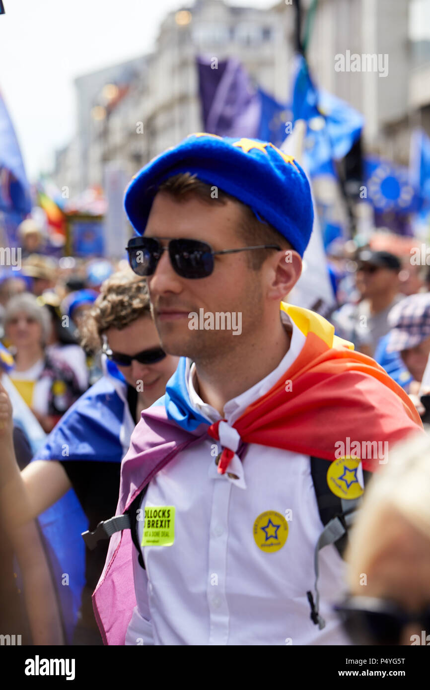 Londra, Regno Unito. 23 Giugno 2018: Un marcher sul voto popolare marzo. Credito: Kevin Frost/Alamy Live News Foto Stock