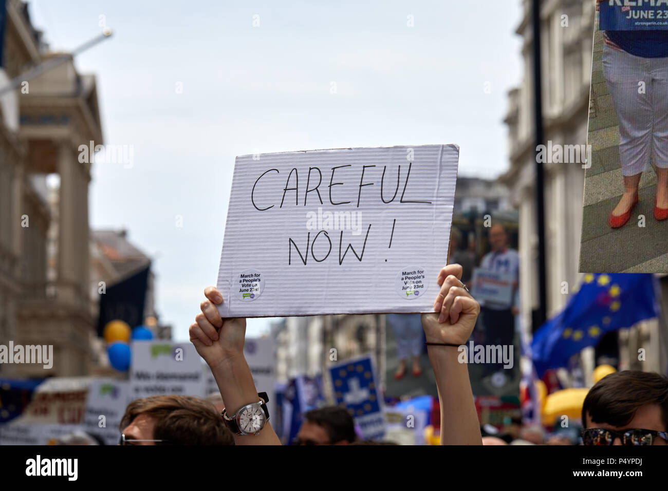 Londra 23 Giugno 2018: un banner di critici Brexit essendo mantenuto aloft al voto popolare marzo. Credito: Kevin Frost/Alamy Live News Foto Stock