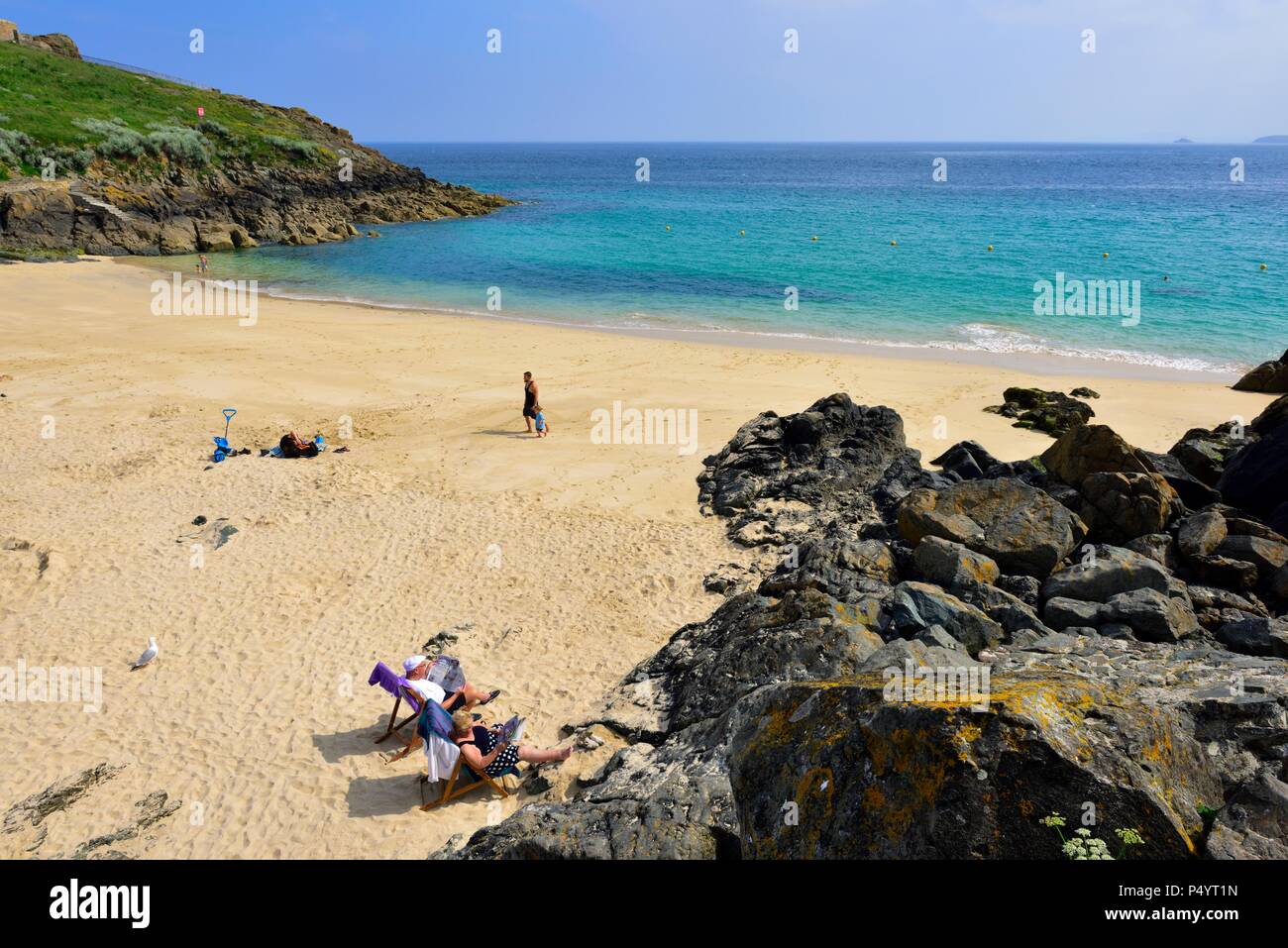 Porthgwidden Beach St Ives Cornwall Inghilterra REGNO UNITO Foto Stock