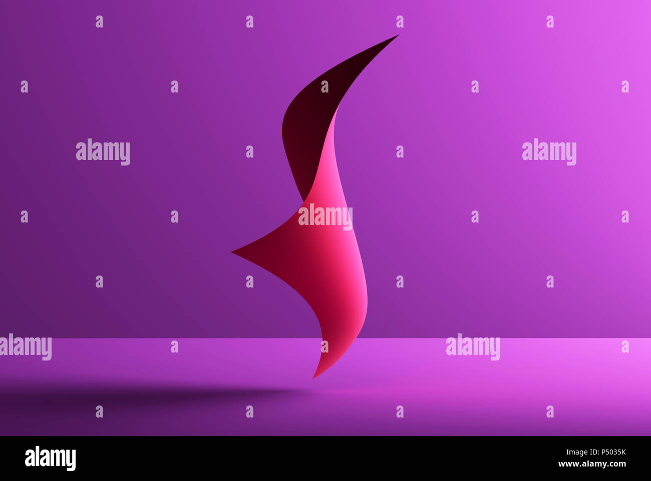 Forma astratta su sfondo viola, rendering 3D Foto Stock