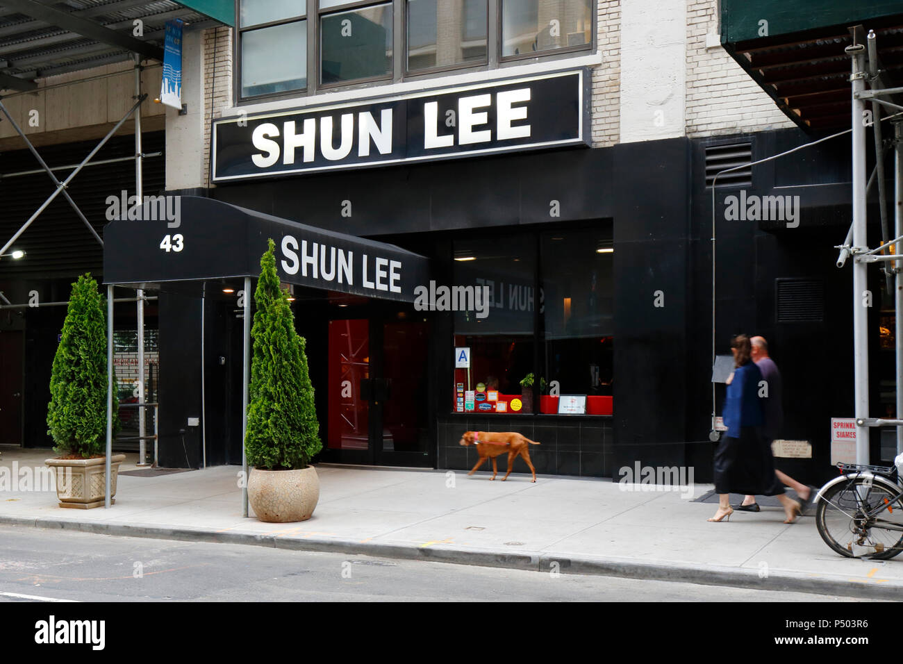 Shun Lee West, 43 W 65th St, New York, NY. esterno alla vetrina di un ristorante Cinese nell'Upper West Side di Manhattan. Foto Stock