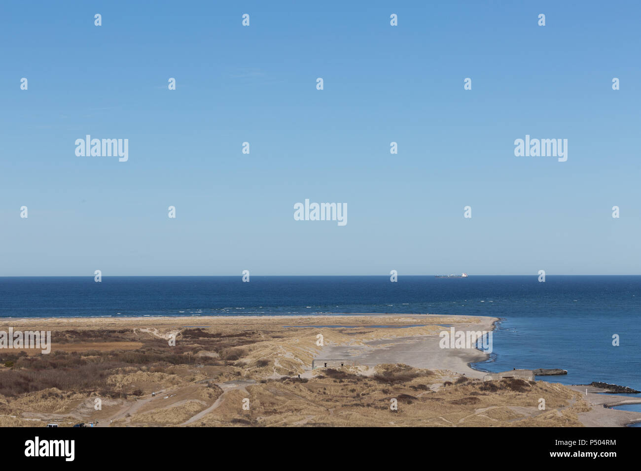 "Grenen' è il punto più settentrionale in Jutland, Danimarca. Si tratta di un punto di sabbia che lentamente cambia posizione a causa di correnti oceaniche. Buone spiagge balneari, Foto Stock