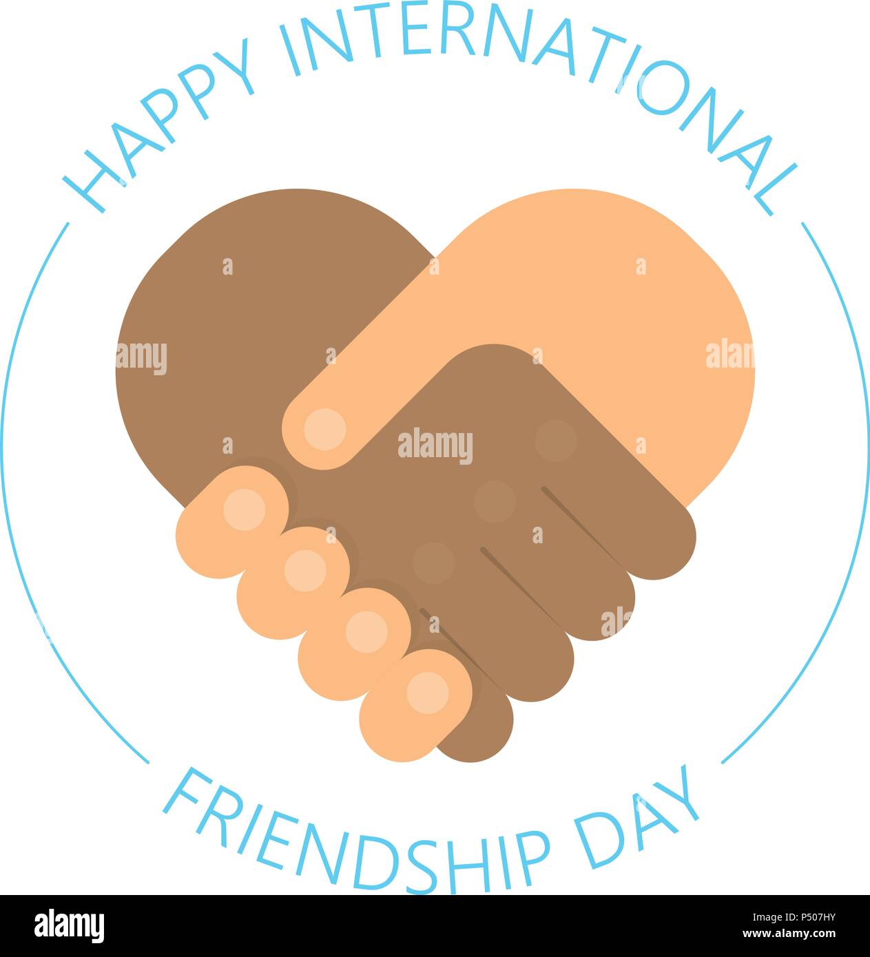 Handshake internazionali - Amicizia - logo felice amicizia giorno vettore design divertente. international holiday. Utilizzabile per biglietti di auguri, poster. Migliori amici per sempre. Illustrazione Vettoriale