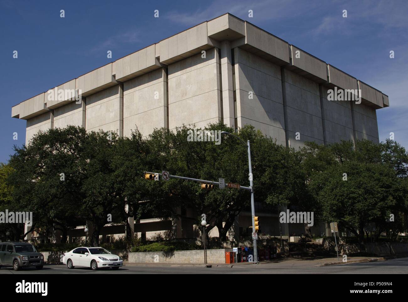 CENRO HARRY riscatto (HARRY RANSOM CENTER). Biblioteca y archivo de la Universidad de Texas. Alberga onu ejemplar de la Biblia de Gutenberg (s. XV). Vista del esterno. AUSTIN. Estado de Texas. Estados Unidos. Foto Stock