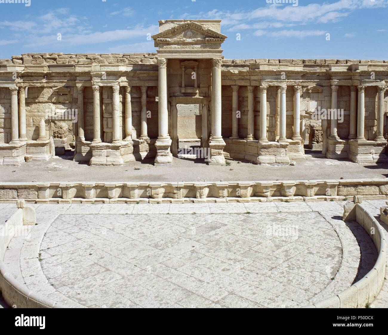 La Siria. Palmyra. Teatro romano. I secolo d.c. Stadio e orchestra. Foto Stock