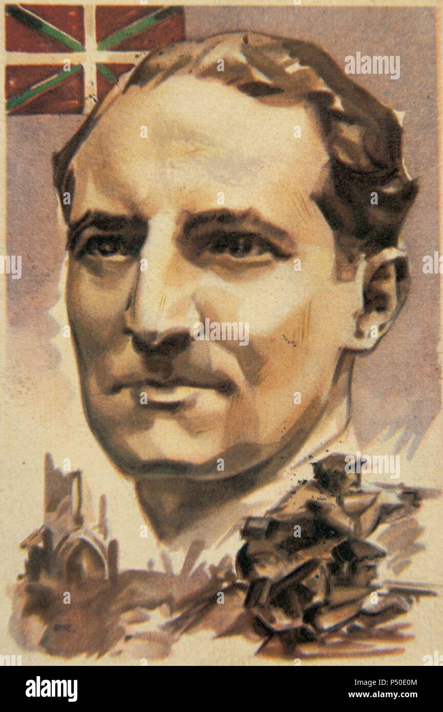 José Antonio AGUIRRE Y LECUBE (1903-1960). Político español. Presidente del Gobierno Autonómico Vasco (1936-1937). Desde 1939 vivió en el exilio luchando contra el régimen franchista. Cartello. S. XX. Foto Stock