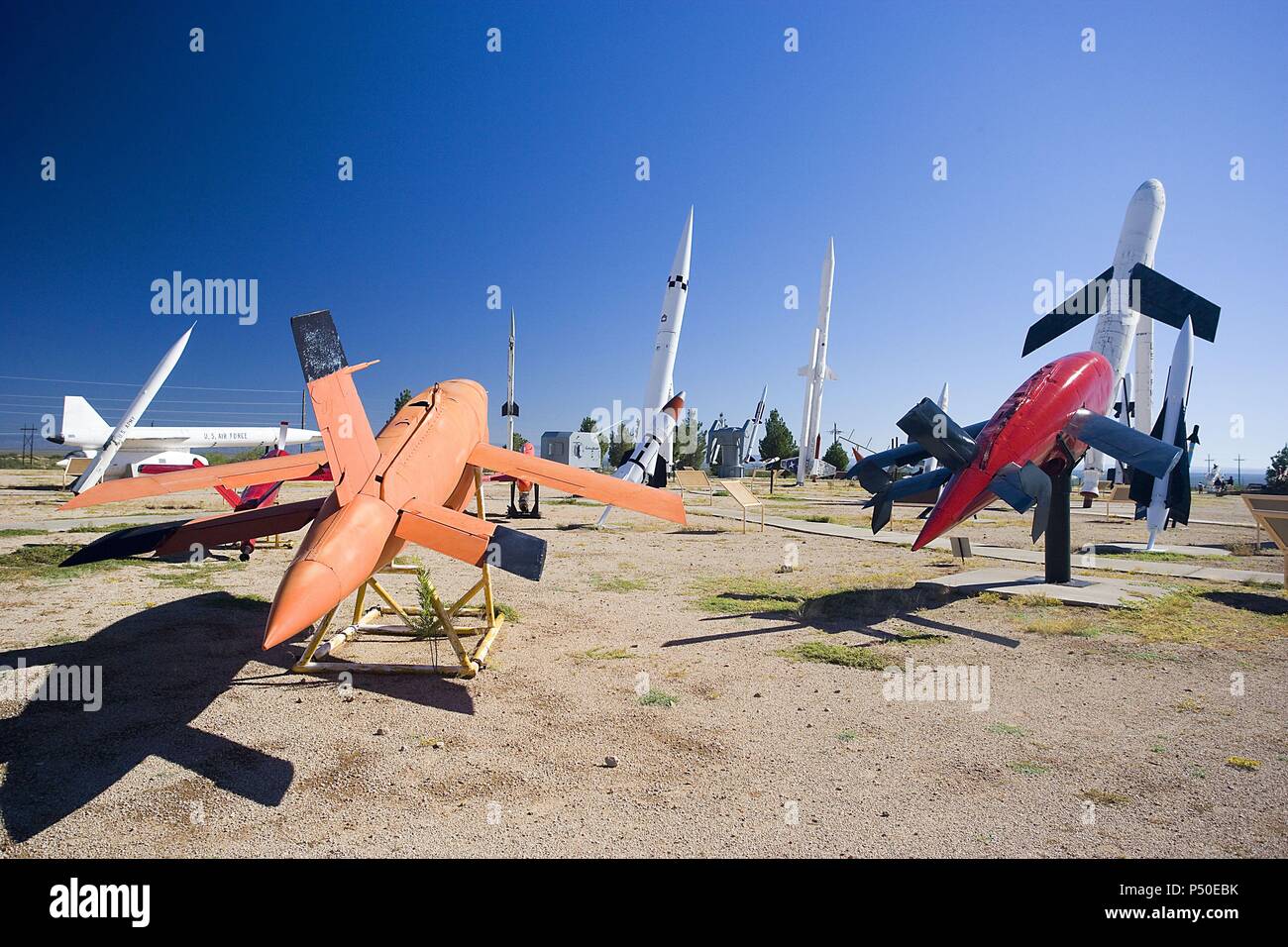 COHETES MISILES y en el museo DE MISILES DE Arenas Blancas (WHITE SANDS MISSILE RANGE MUSEUM). Estado de Nuevo México. Estados Unidos. Foto Stock