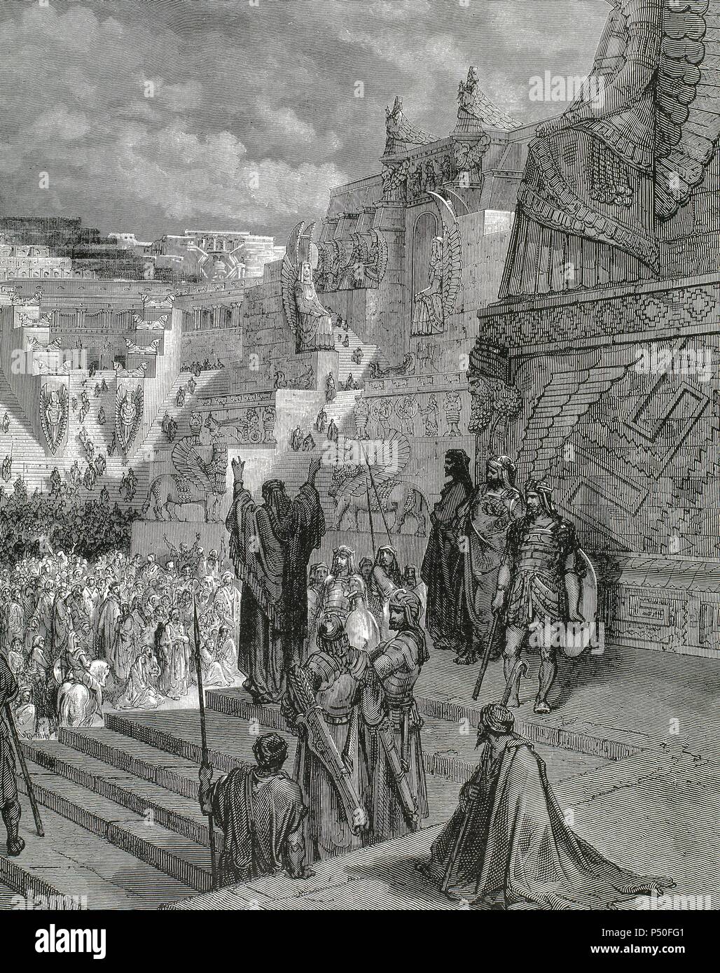 Artaserse I di Persia. Re dell'Impero Persiano dal 465 a.c. al 424 A.C. Artaserse mi dà la libertà agli Israeliti. Incisione di Ligny su una illustrazione da G. Dore per 'La Bibbia in immagini'. Foto Stock Artaserse I di Persia. Re dell'Impero Persiano dal 465 a.c. al 424 A.C. Artaserse mi dà la libertà agli Israeliti. Incisione di Ligny su una illustrazione da G. Dore per 'La Bibbia in immagini'. Foto Stock